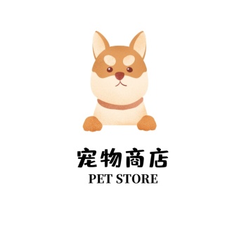 宠物商店剪纸风蓝色头像logo