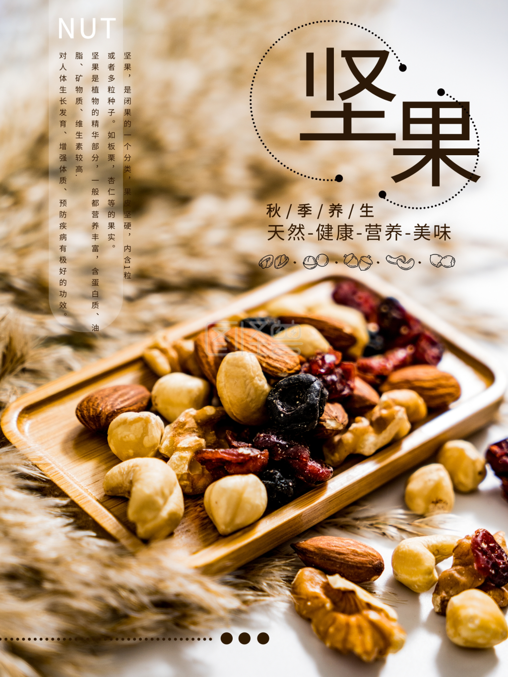 秋季养生坚果美食户外海报