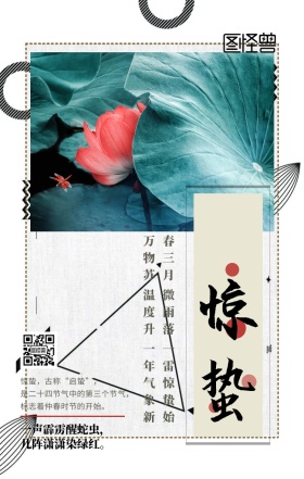 惊蛰节气古风桃花摄影手机海报