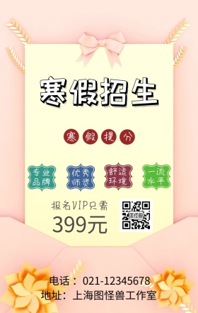 寒假班招生特色宣传海报