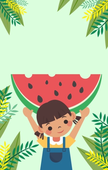 卡通手绘西瓜儿童插画手机海报日签