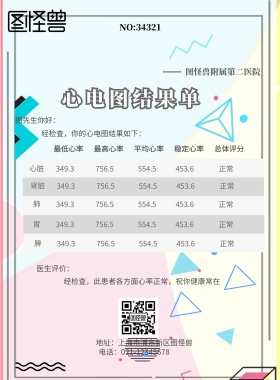 心电图结果单海报