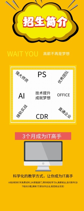 IT培训宣传黄色扁平化信息长图