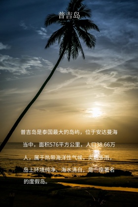 旅游景点介绍普吉岛简约白色竖版配图