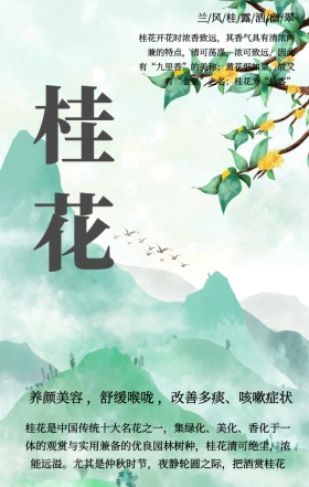 中国风唯美意境桂花飘香宣传手机海报