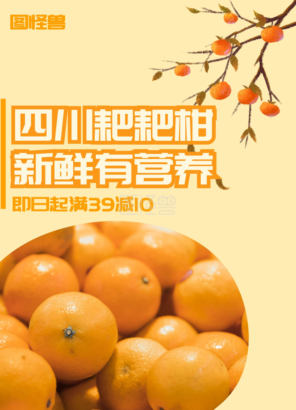 耙耙柑橘色宣传单