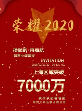 7000万 销售业绩喜报 上海区域突破 扬起帆·再启航 图怪兽团队战绩 INVITATION 用实力说话靠业绩说话 2019/02/10/20：00-23：00 喜报