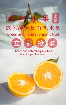 水果西瓜汁抢购上新清新清新手机海报