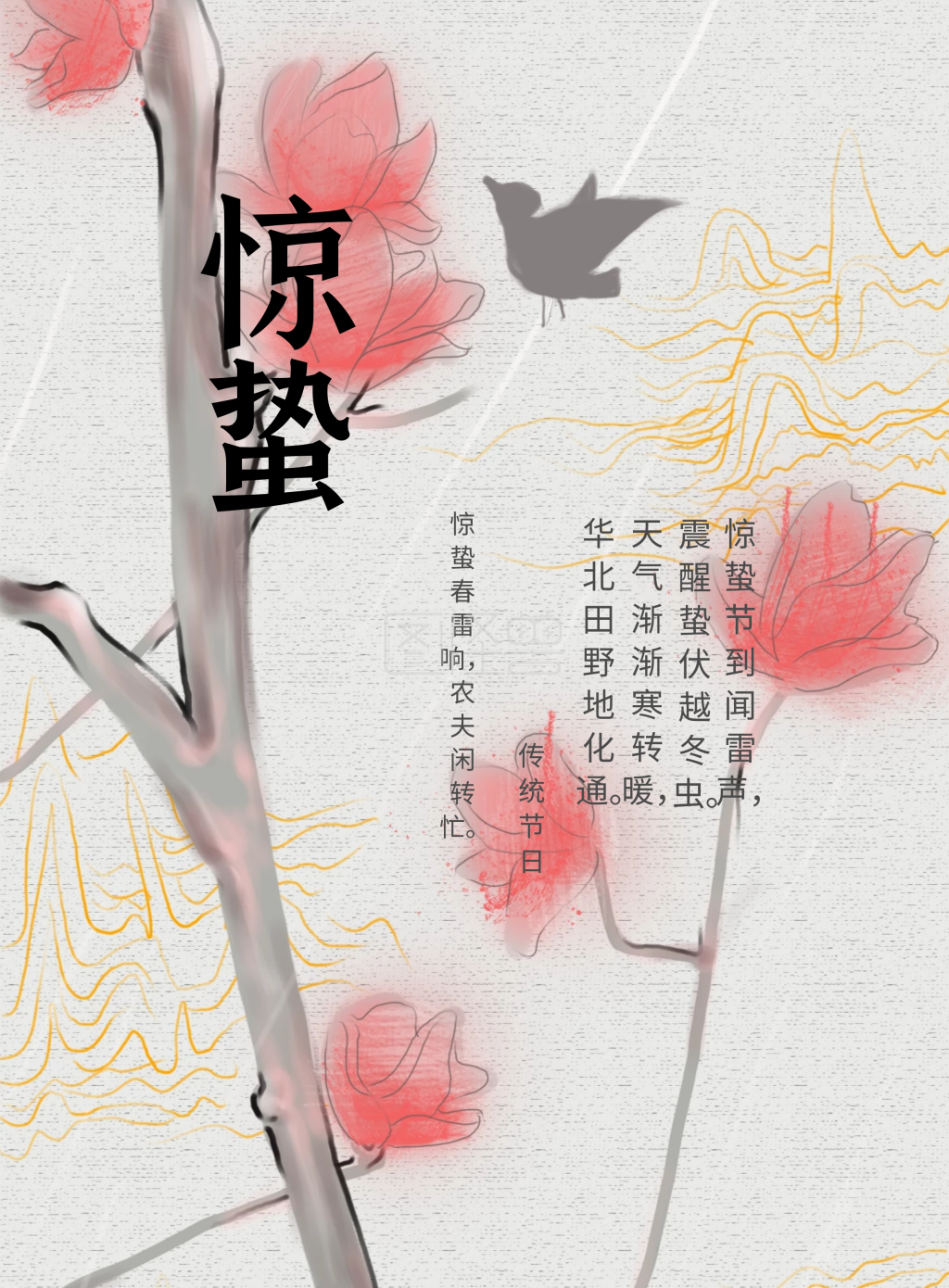 小清新古风传统节日惊蛰海报展板