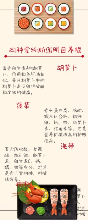 卡通可爱对眼睛有好处的食物信息长图