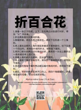 折百合花简约教程ins风印刷海报