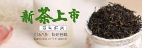 绿色清新桃花茶饮茶叶茶艺淘宝banner