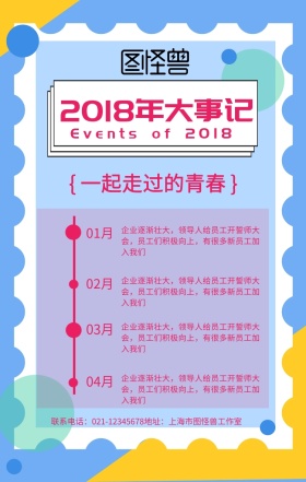 清新几何创意回忆2018大事记手机海报