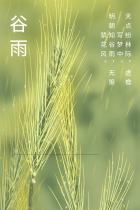谷雨叶子柳叶绿色简约清新公众号封面