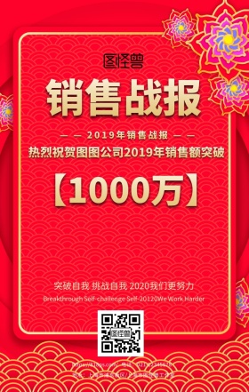 公司销售战报业绩突破喜庆大气手机海报