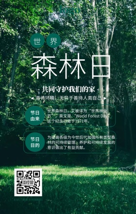 绿色清新世界森林日宣传海报