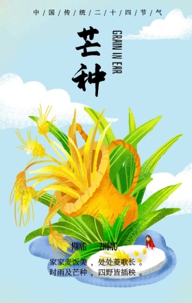 简约插画传统二十四节气手机海报