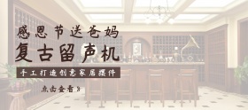 感恩节简约复古留声机促销banner