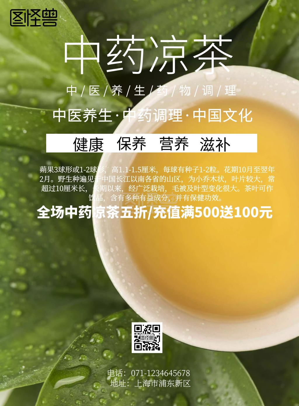 简约风格中药凉茶促销宣传海报