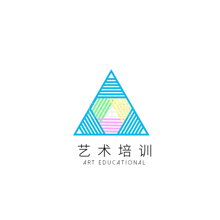 艺术教育培训机构三色创意logo设计
