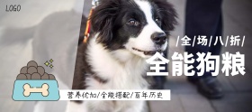 全能狗粮宠物创意简约手机淘宝海报