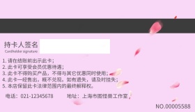 简约 梦幻 时尚 手绘 花纹 会员卡背面