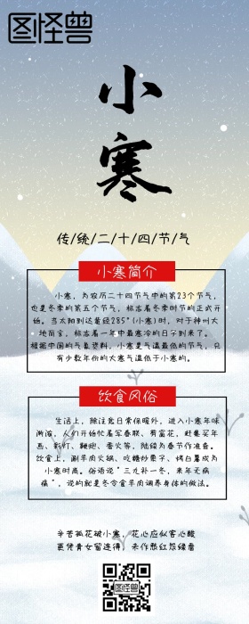 简约大气小寒简介传统二十四节气营销长图