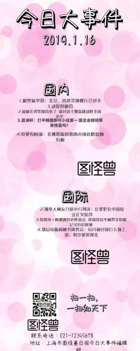 今日大事件新闻白色蓝色卡通营销长图
