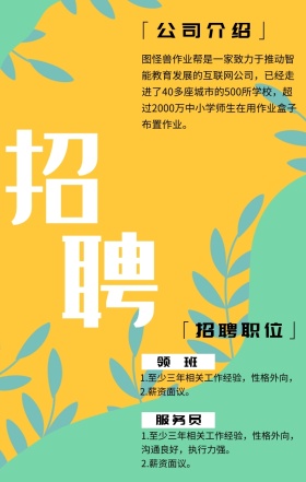 招聘图形招募蓝黄色创意海报