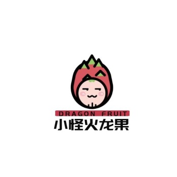 红色可爱风格火龙果logo设计