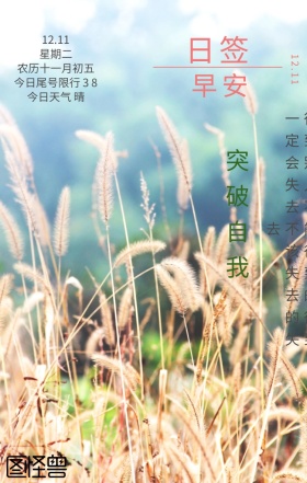 早安突破自我小清新新芽绿色日签