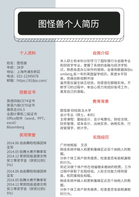灰色黑色白色红色简约求职简历