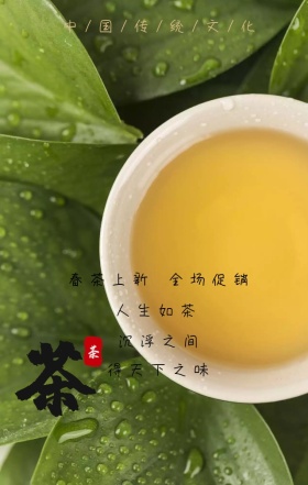 茶饮促销中国风简约素雅活动海报