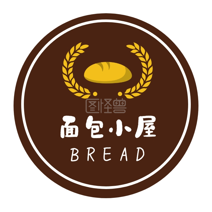 面包小屋 bread 面包店logo设计