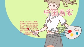 卡通创意扁平可爱中国画家手抄报