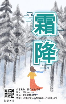 霜降节气节日下雪纯白简约日签
