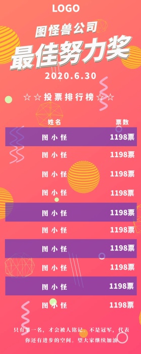 公司企业员工投票排行榜榜单海报