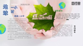 地球一小时清新插画风科普手抄报小报