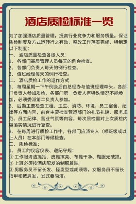 酒店质检标准一览公众号配图
