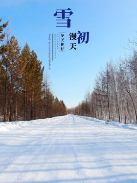 深蓝色漫天飘雪原创插画海报