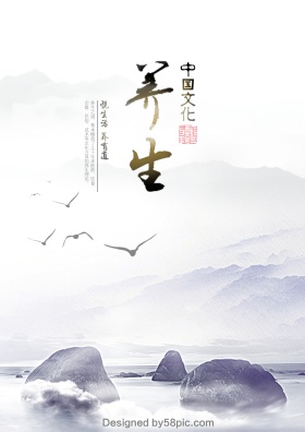 养生文化水墨风宣传海报