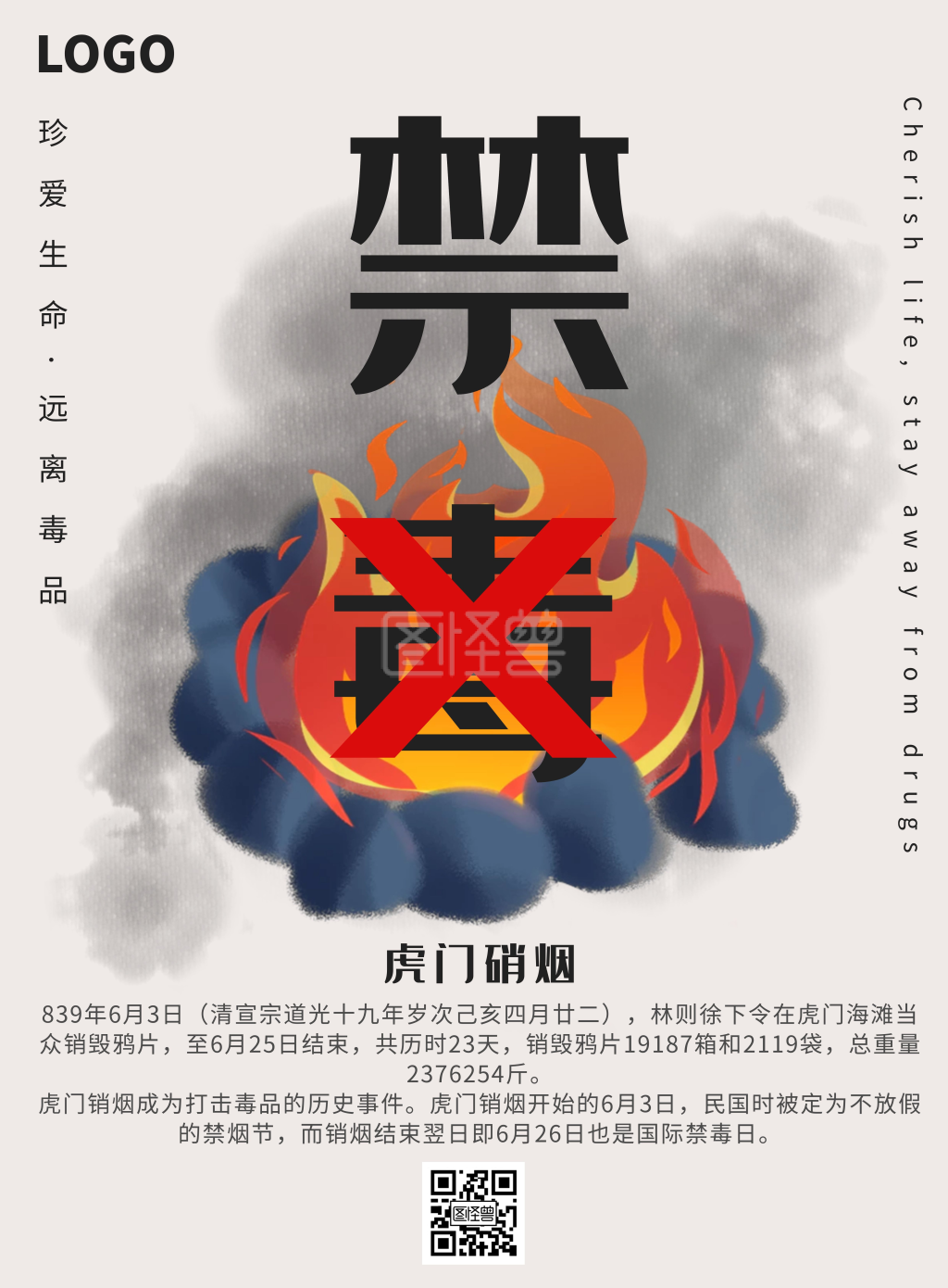 虎门销烟禁毒宣传海报