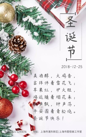 圣诞节彩灯闪烁美好祝福日签