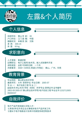 个人简历应聘模板