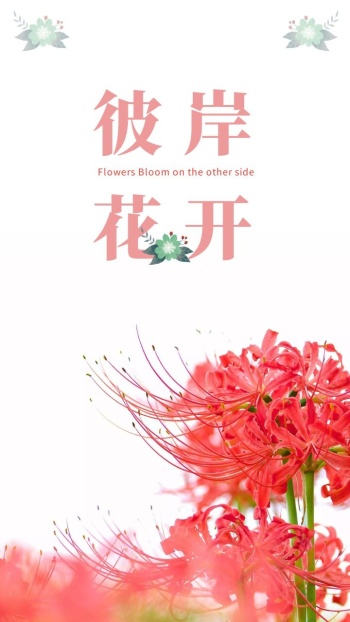 粉色文字简约彼岸花手机壁纸