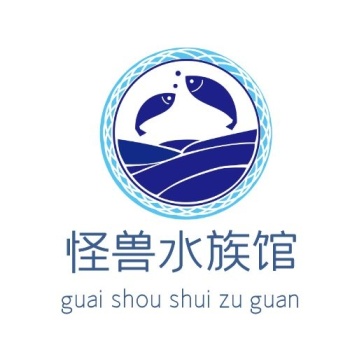 蓝色圆形水族馆logo