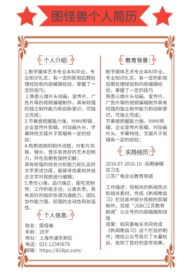 黑色白色红色简约线条求职简历