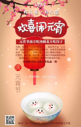 元宵节南方汤圆北方饺子手机营销海报