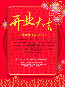开业大吉红色喜庆开业海报背景