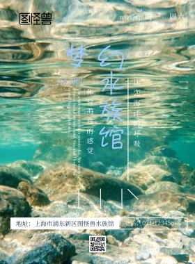 蓝色海洋鲸鱼主题水族馆开馆宣传海报